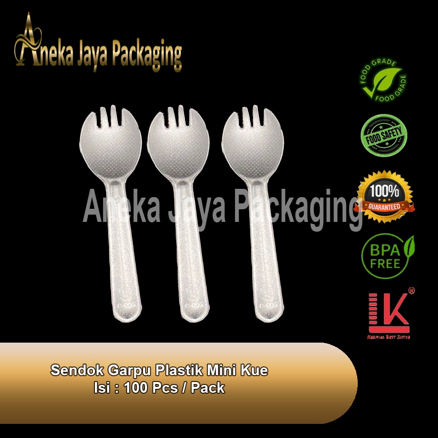Sendok Garpu 2in1 Plastik Kecil Kue Puding isi 100pcs Medan LK