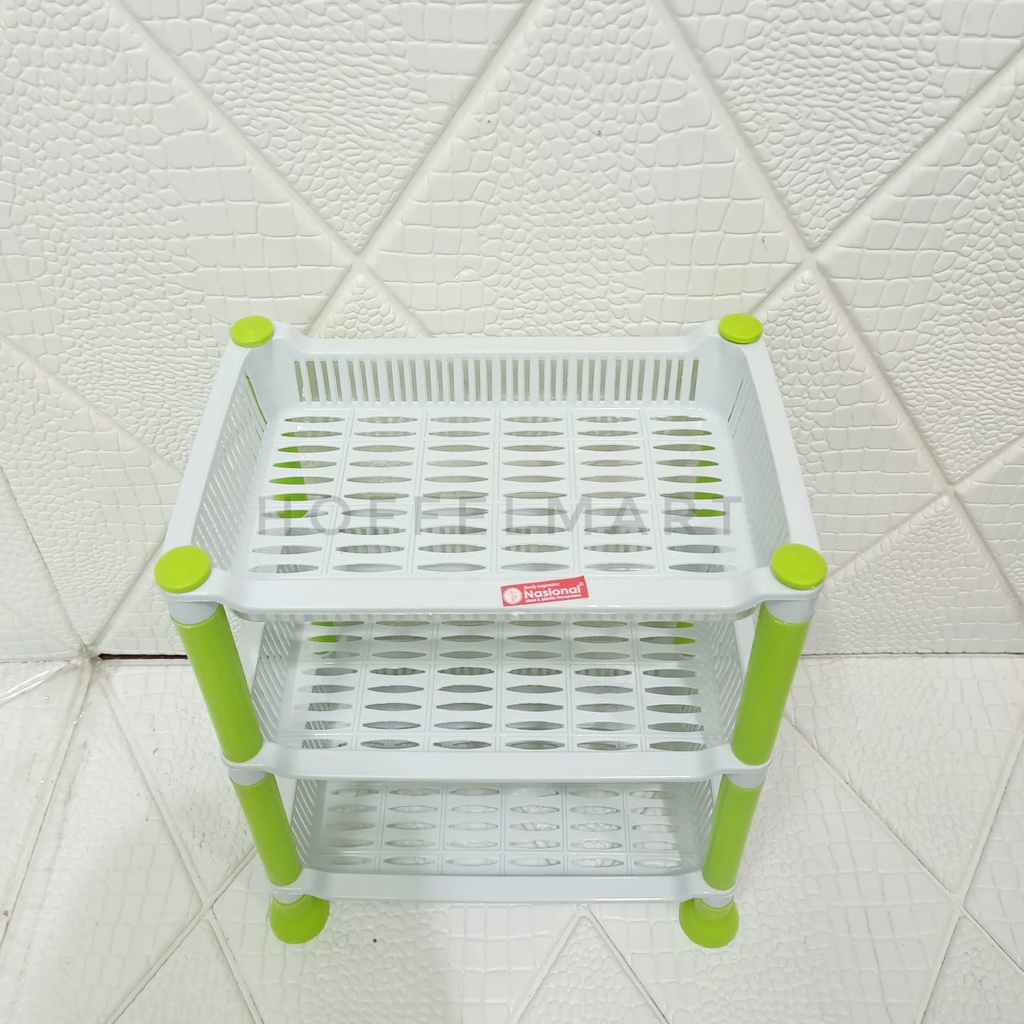 Rak Segi Plastik Serbaguna Susun 3 DX-Flower Hijau