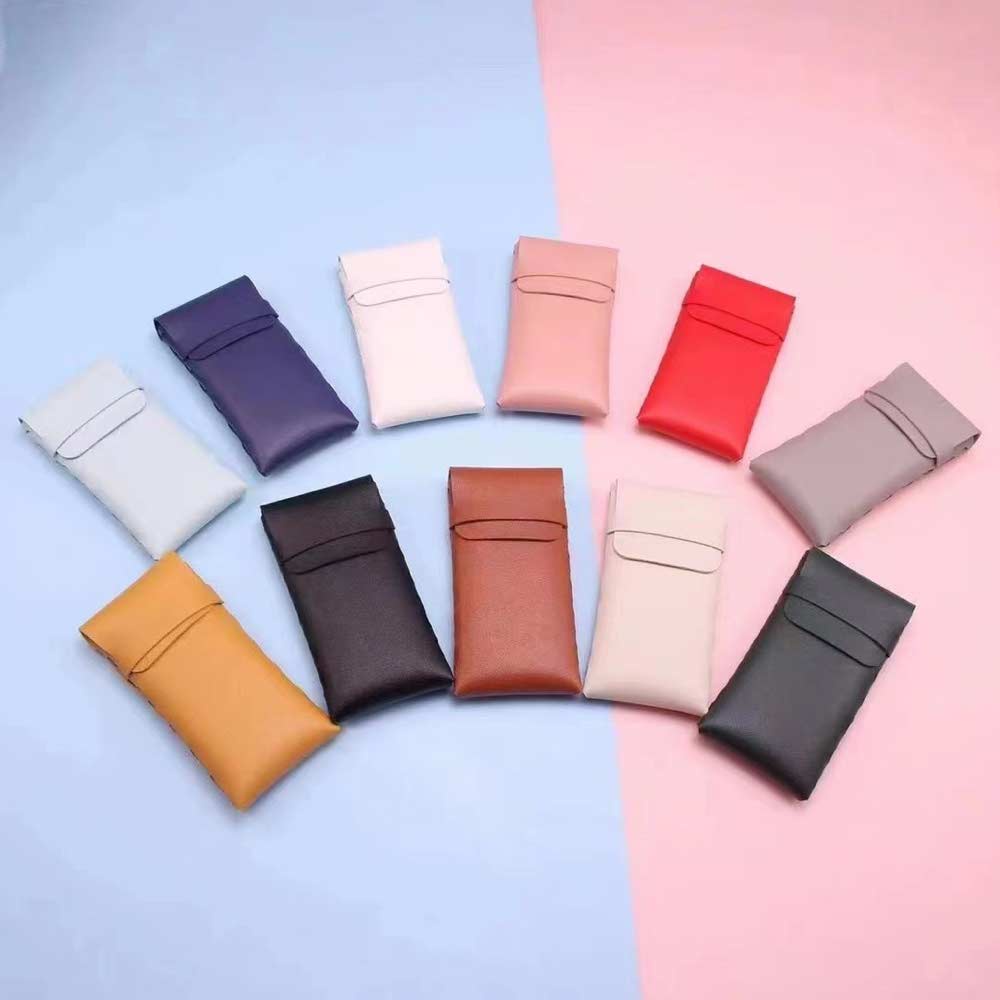 1 Pcs Pouch / Dompet Leather [ Hitam ] Pelindung Kacamata - 16 x 8 cm - LEATHER POUCH