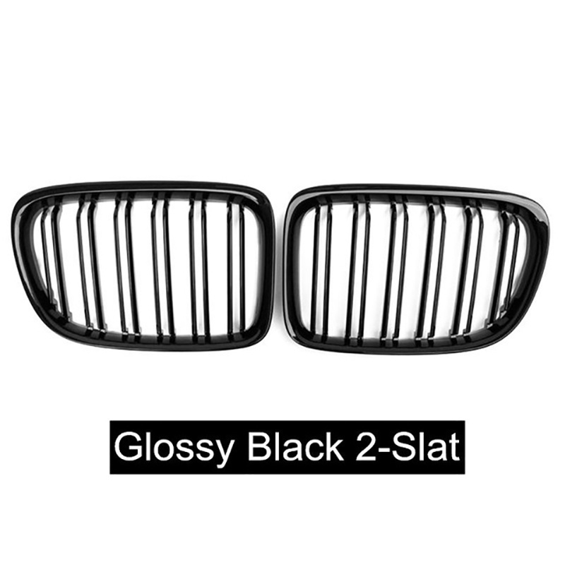 Bumper Depan Hitam Glossy Dual Slat Front Kidney Grille Untuk-BMW X1 Series E84 SDrive XDrive 2009-2015