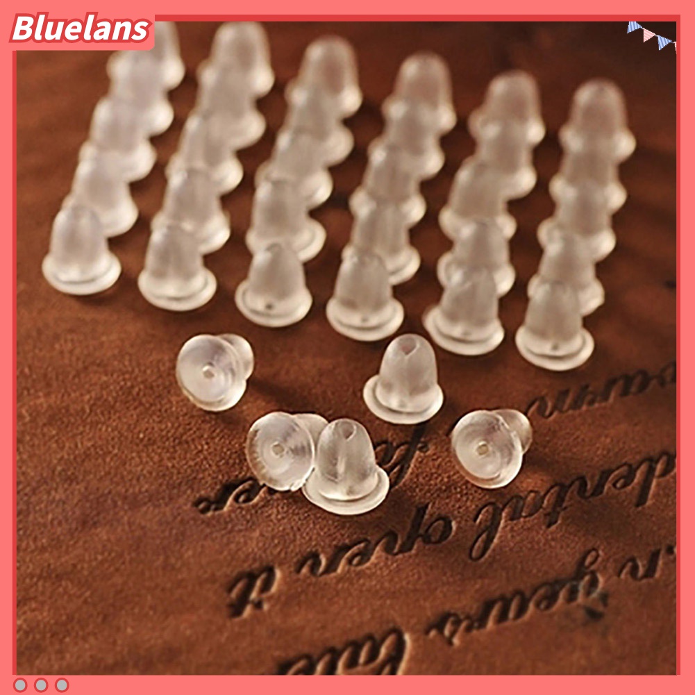 100 Pcs Alat Penyumbat Belakang Anting Bahan Plastik Lembut Warna Bening