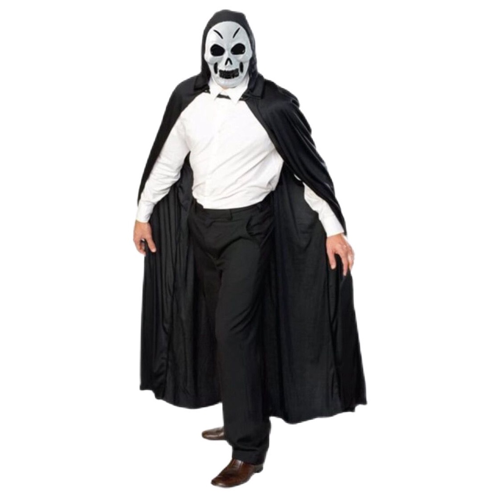 Kostum Jubah PLUS HOODIE Hitam jubah tudung leher Jubah hitam penutup kepala dracula vampire Halloween cape cosplay TOPENG HALLOWEEN SCREAM KOSTUM HANTU SERAM HALOWEEN SCARY MASK