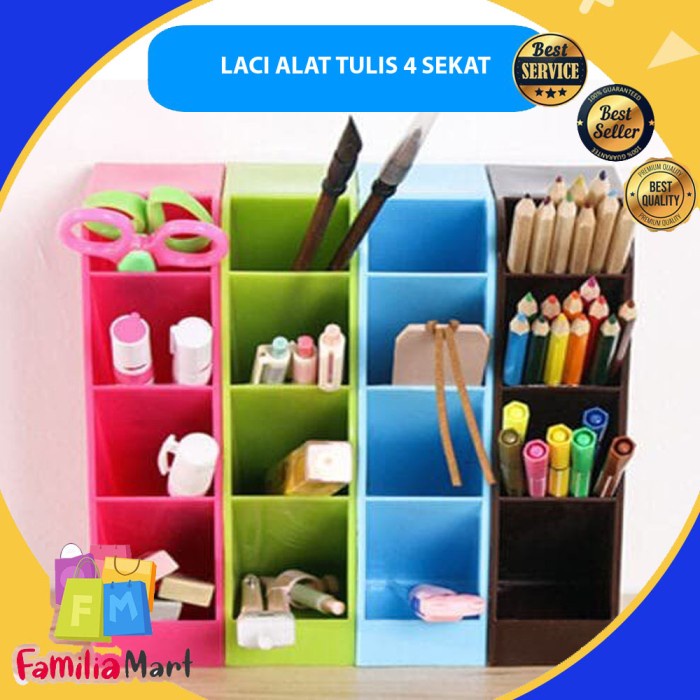 

Stationery Rak Laci Mini Plastik 4 Sekat Slot Tempat Pulpen Pensil Organizer Box