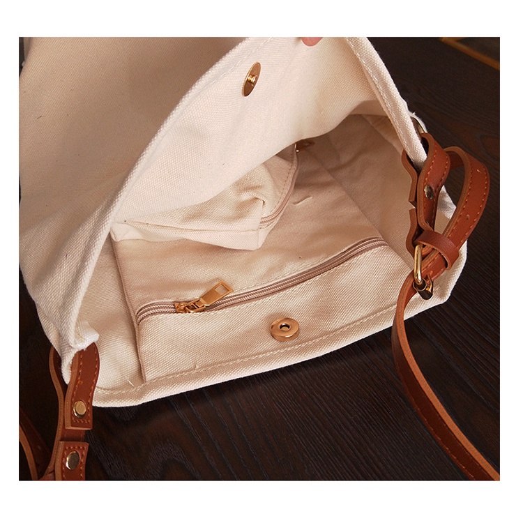 ❀ Chingu ❀ TW009 Tas Kanvas Vintage Le Marche Fashion Shoulder Bag Elegan Tas Bahu Desain Simpel Retro