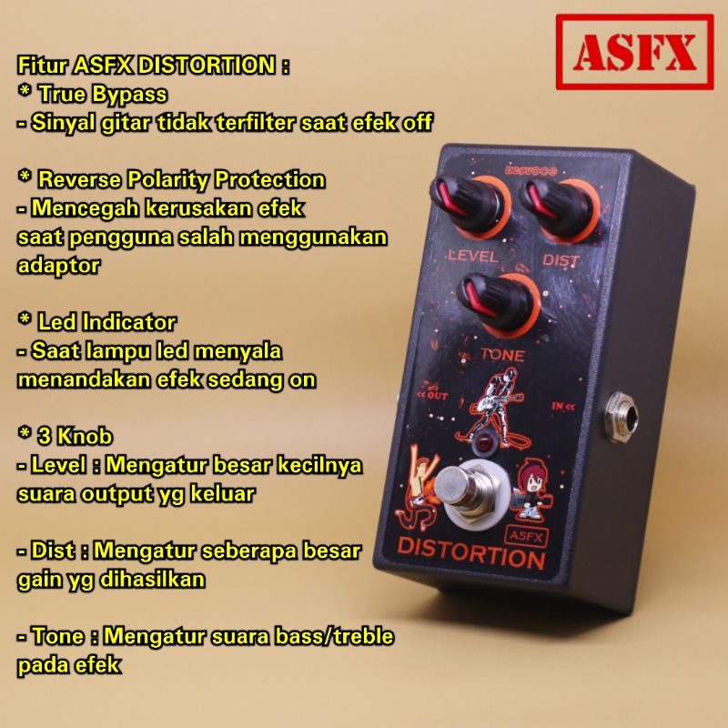 Efek Gitar Distorsi murah ASFX AS Effect berkarakter suara efek guitar Distortion BOSS DS-1