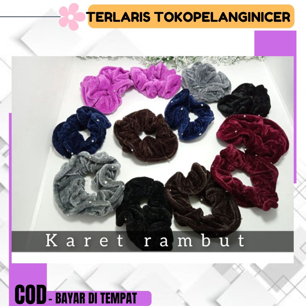 IKat Rambut Korea BELUDRU- Kunciran rambut Baldu - Kucir Ikat rambut Cepol Korea Beludru Polos