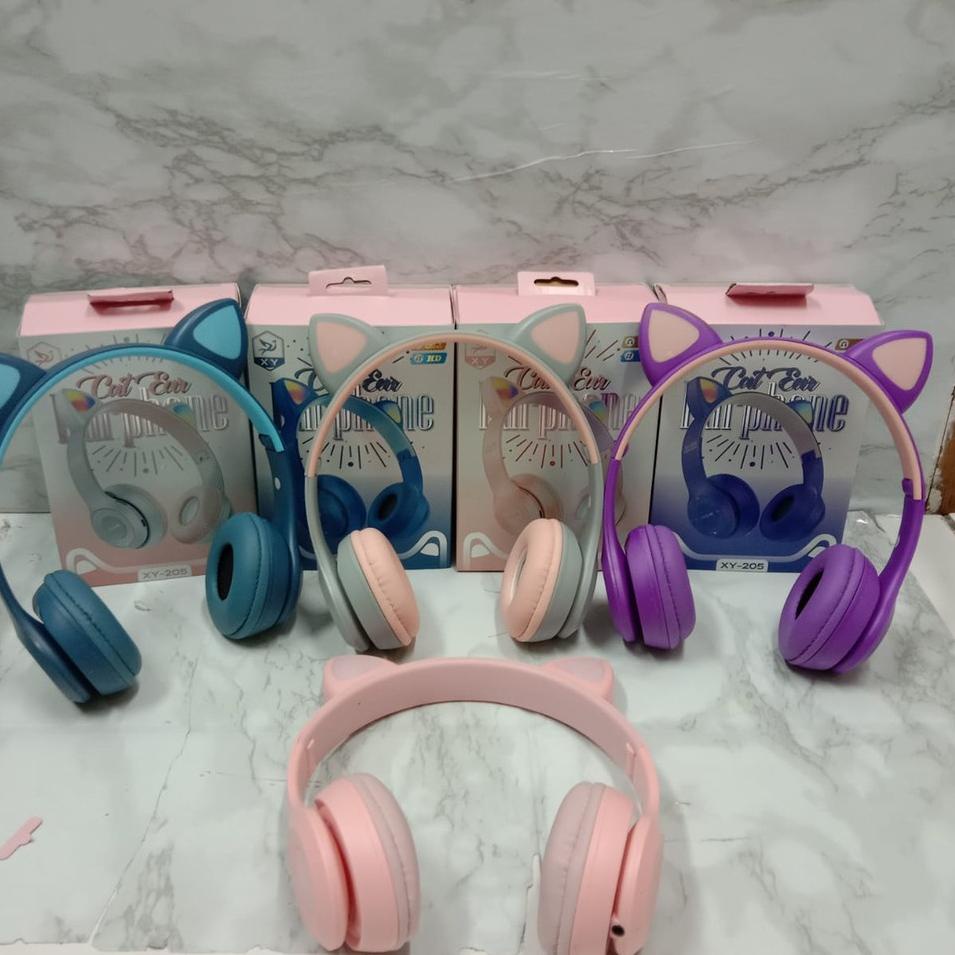 Stok Terbaru Headphone Wireless Cat Ear LED XY 205  / Cat Ear Noise Cancelling Headphone Bluetooth 5