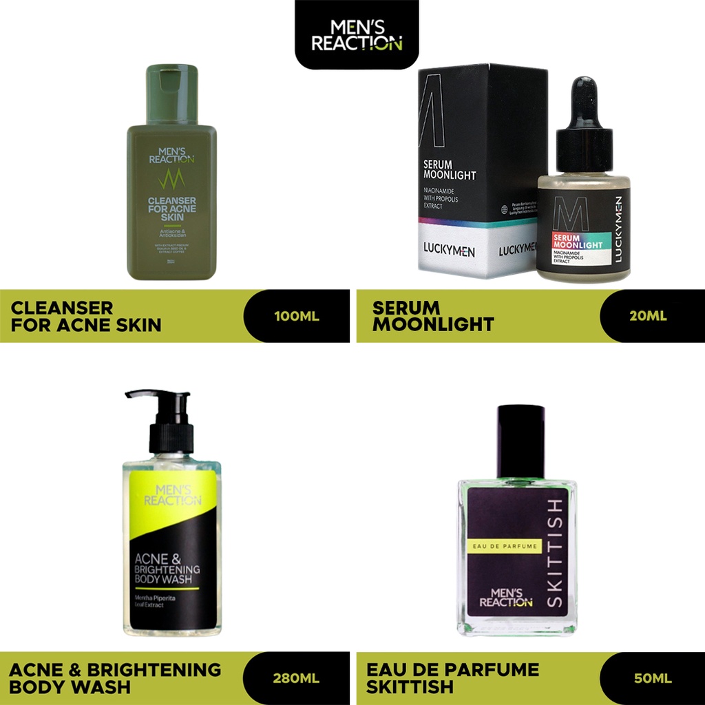 MENS REACTION SABUN WAJAH CAIR PRIA PENGHILANG JERAWAT BEKAS JERAWAT AMPUH LUCKYMEN MENS REACTION SE