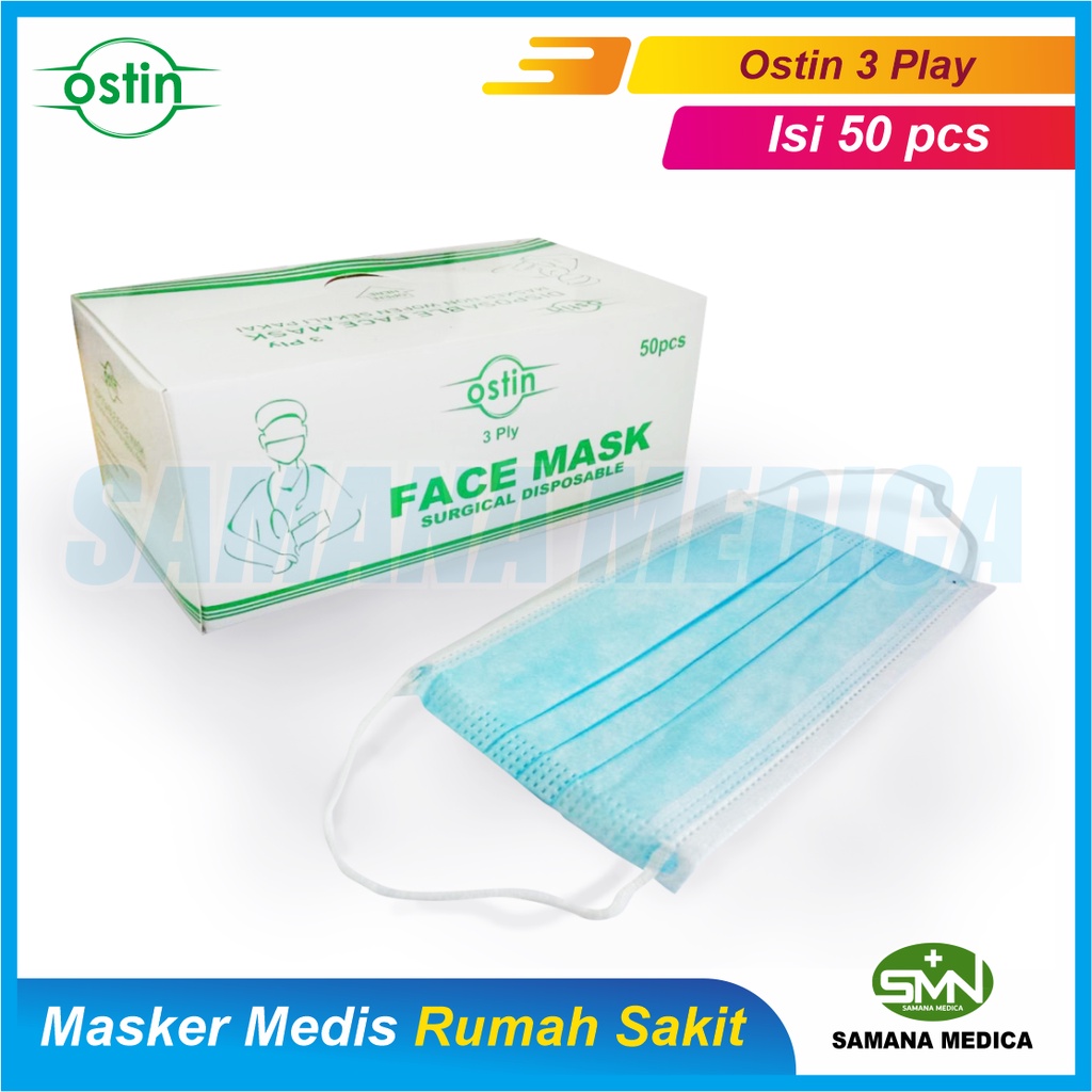 Masker Medis Rumah Sakit OSTIN 3 PLY Isi 50 Pcs Promo Murah Kualitas bagus Izin Kemenkes