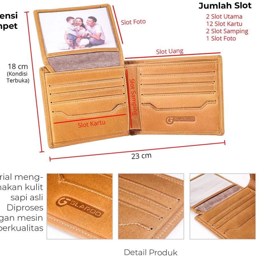 Ready Stok TVFN8 DOMPET KULIT GLARDO WFL001 | KULIT SAPI ASLI | GARANSI 2 TAHUN 35 Terbatas