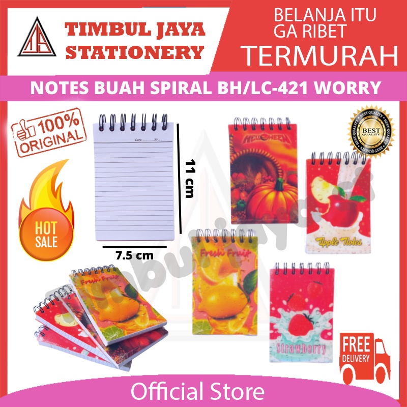 

TJS Buku memo catatan notes book spiral kerja tebal deluxe executive aesthetic Notebook desain korea buah buahan segar fruit deluxe LC-421
