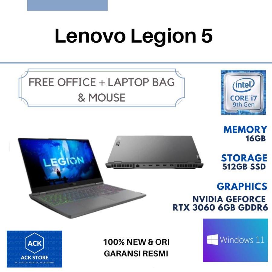 Lenovo Legion 5 F6ID 16GB SSD 512GB RTX 3060 6GB W11 OHS