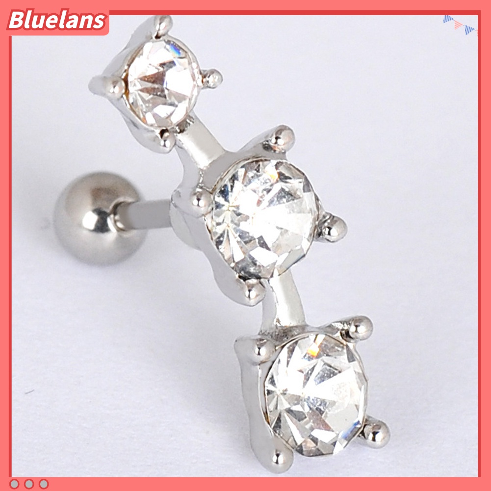 1 Pc Anting Stud Tindik Tulang Rawan Telinga Bentuk Barbel Kubik Zirkonia Untuk Wanita