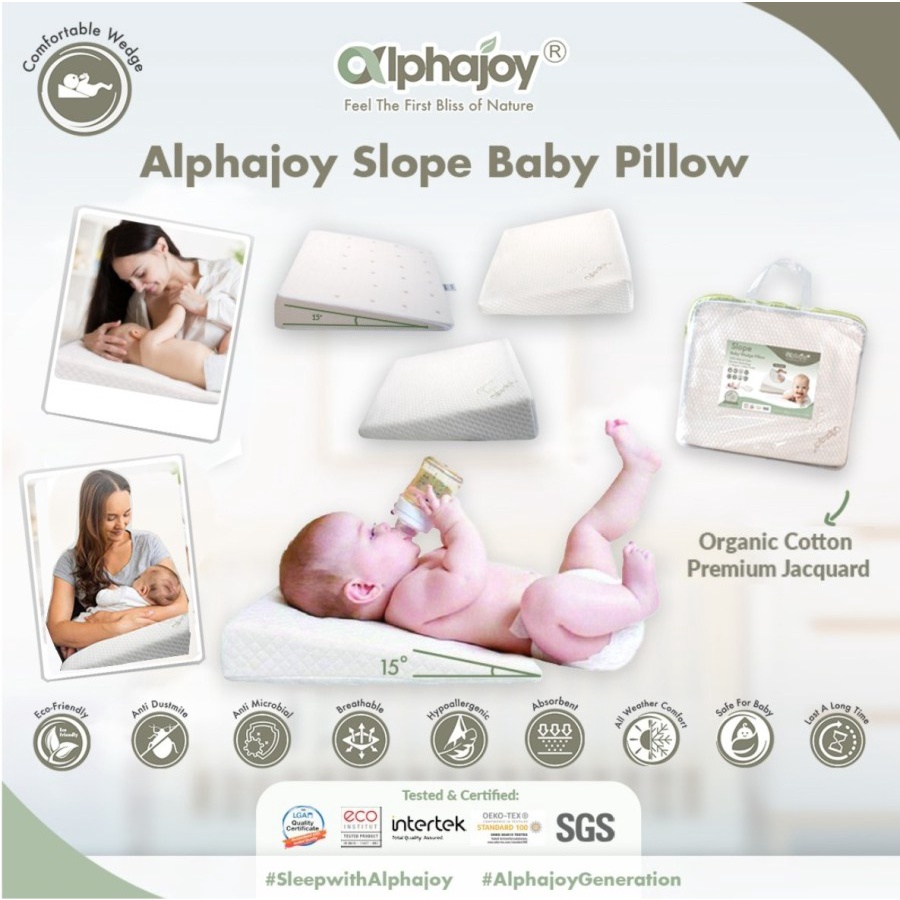 ALPHAJOY SLOPE BABY PILLOW WITH ORGANIC CASE