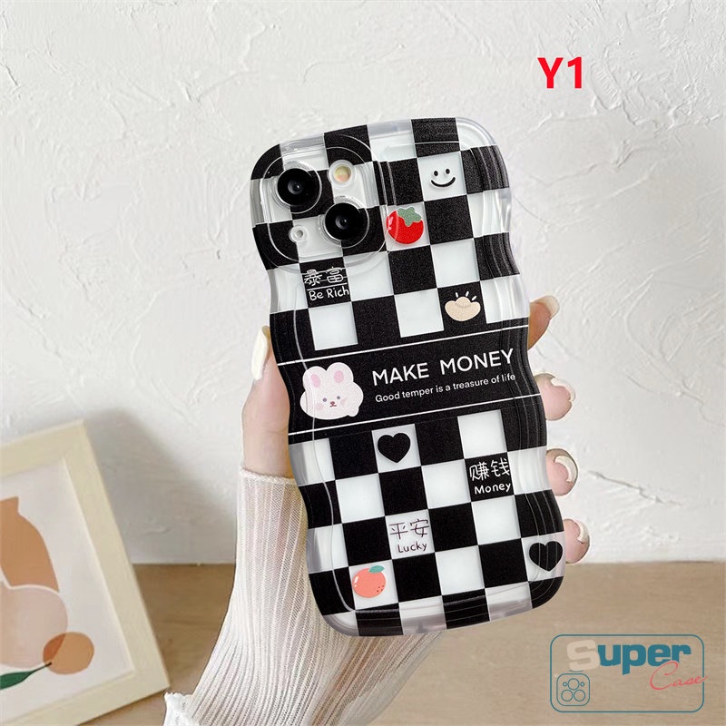 Soft Case Pasangan Motif Beruang Kelinci Senyum Untuk IPhone 14 Plus 7 8 Plus 11 13 12 14 Pro Max XR 6 6s Plus XS Max X SE 2020