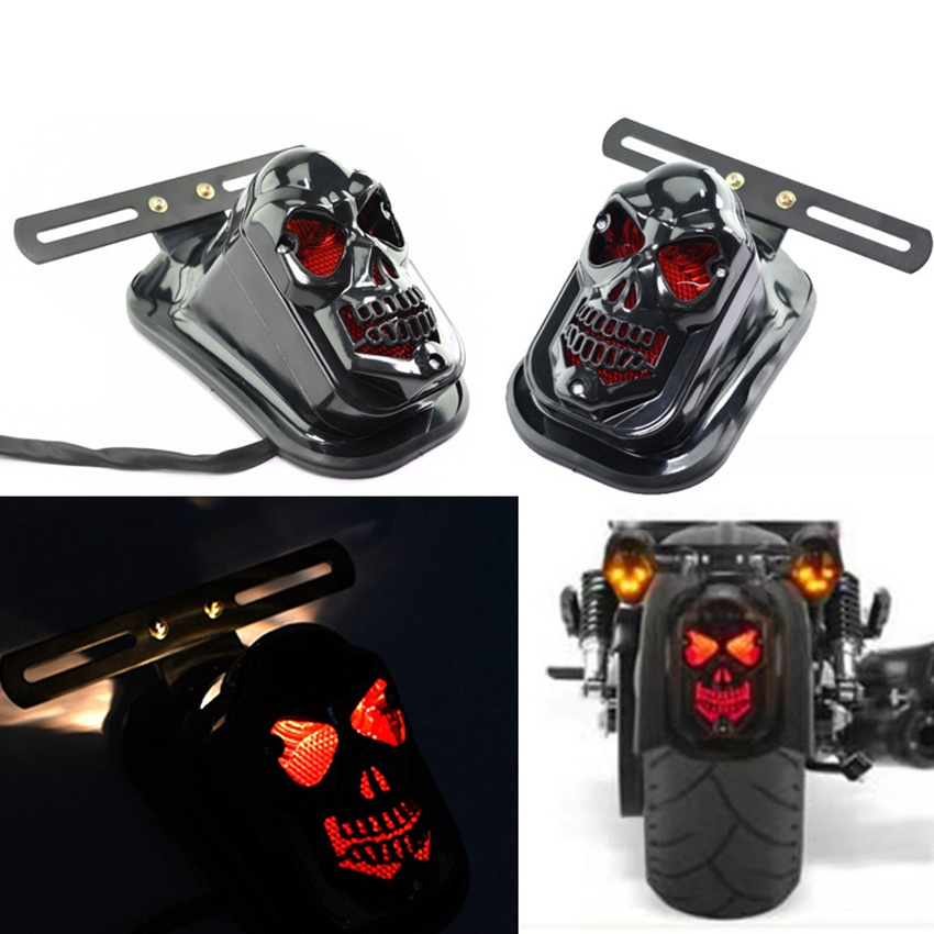 Lyn Skull Stoplamp Motor Lampu Belakang Rem Taillight Led Tengkorak Stop Lamp