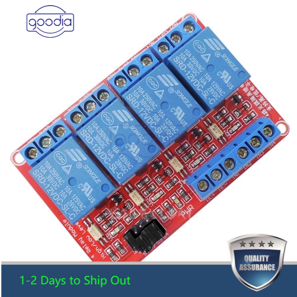 ✫〖ready to ship/COD〗✫ Modul Relay 12V 4 Channel dengan Optocoupler High dan Low Level Trigger