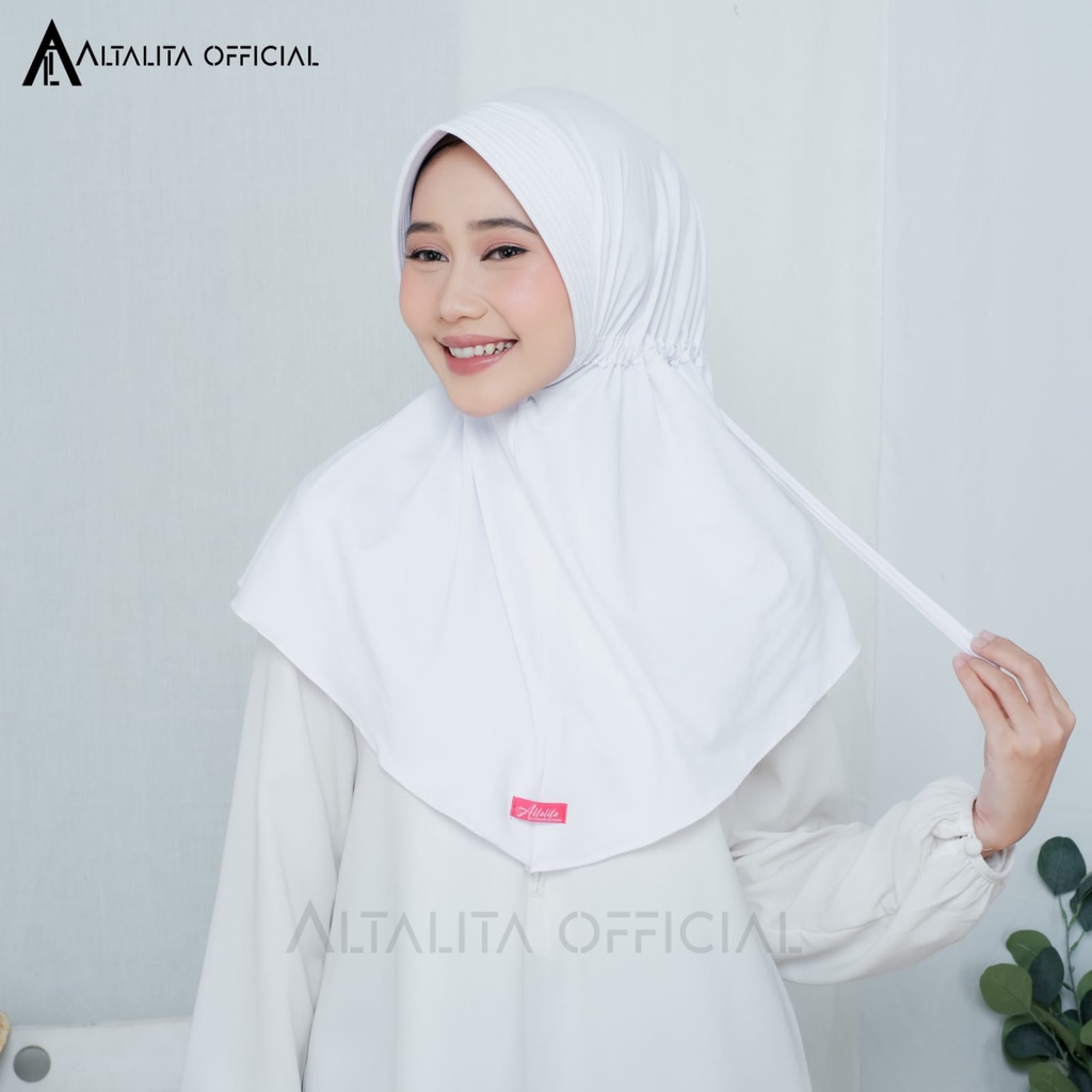 Altalita - Hijab Serut Jokowi Instan Menutup Dada pet Antem Polos Bahan Jersey Premium Cocok untuk Sekolah Olahraga Volly Futsal Senam dan Sehari-hari