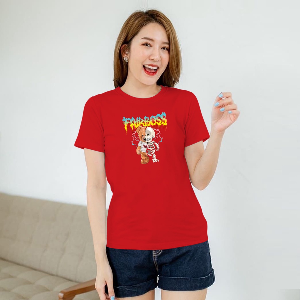 ISANNY SIZE.S M L XL XXL 2209-00040 BEAR TENGKORAK / KAOS OBLONG / KAOS CEWEK / ATASAN WANITA / READY STOCK