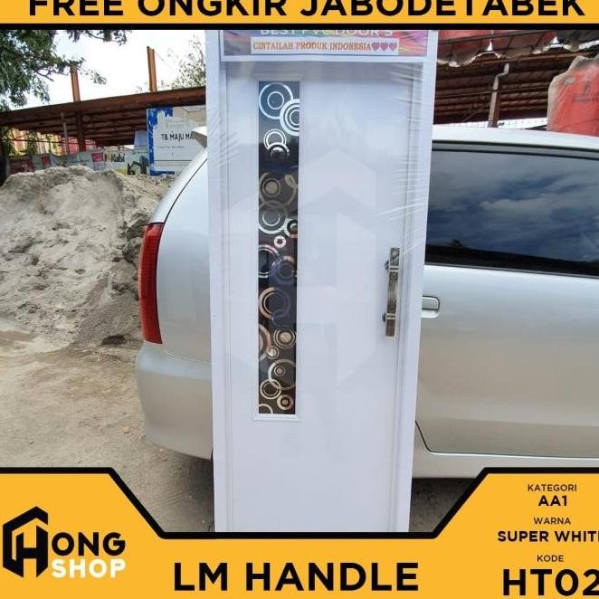 PINTU KAMAR MANDI PVC CERMIN (PUTIH STIKER HITAM) SDF8979UJ