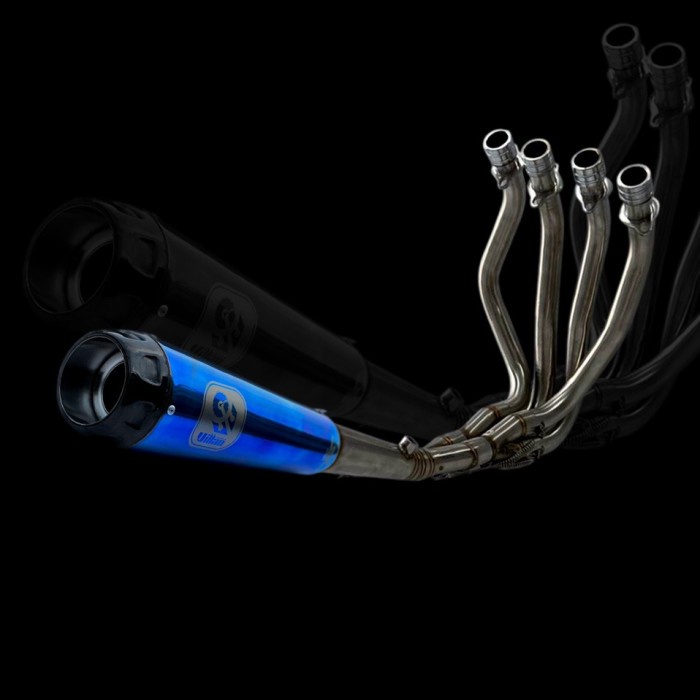 KNALPOT VILLAN TYPE PRO2 BLUE FULL SET NINJA ZX25r ZX250 BARANG 1005 ORIGINAL