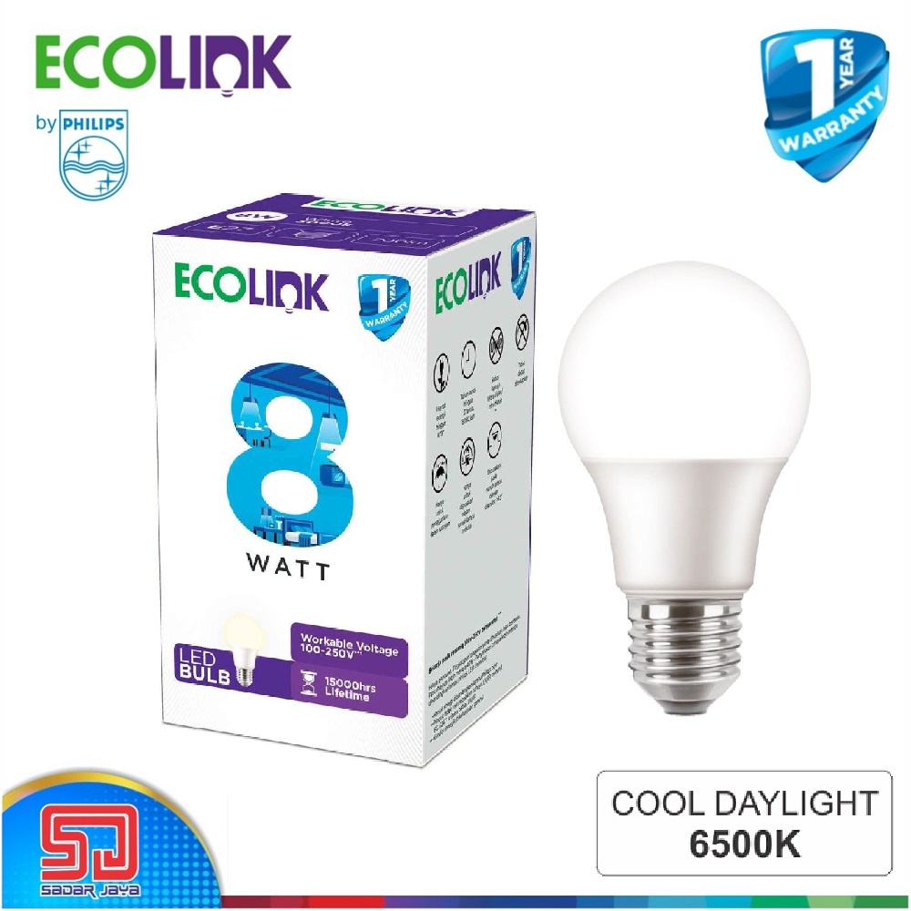 ECOLINK Lampu 8W LED 8Watt Bulb Bohlam 8 Watt - 6500K Cool White Putih