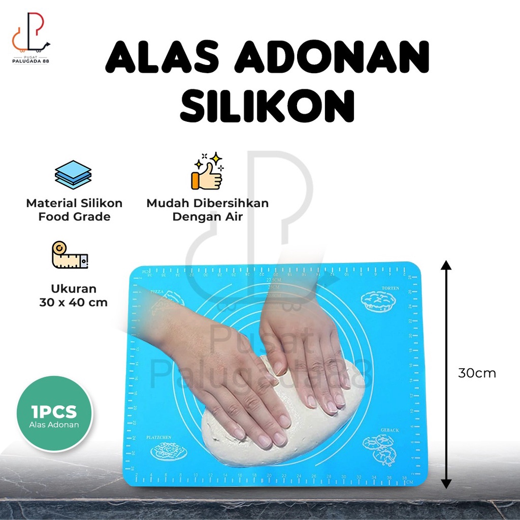 Alas Adonan SIlikon Kue Roti Pizza 30x40 cm Cetakan Talenan Cake Piza Silicone Fondant Mat Rolling Tatakan Baking Roti