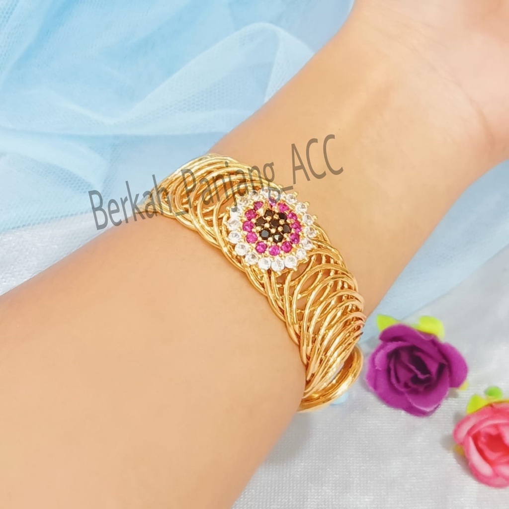 SET DEWASA RED DIAMOND ZIRCON LAPIS EMAS perhiasan super berkelas fashion korea anti karat dan anti luntur