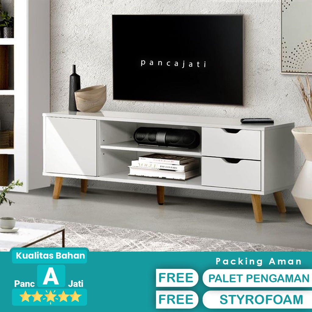 Meja Tv Minimalis Warna Putih 2 Laci