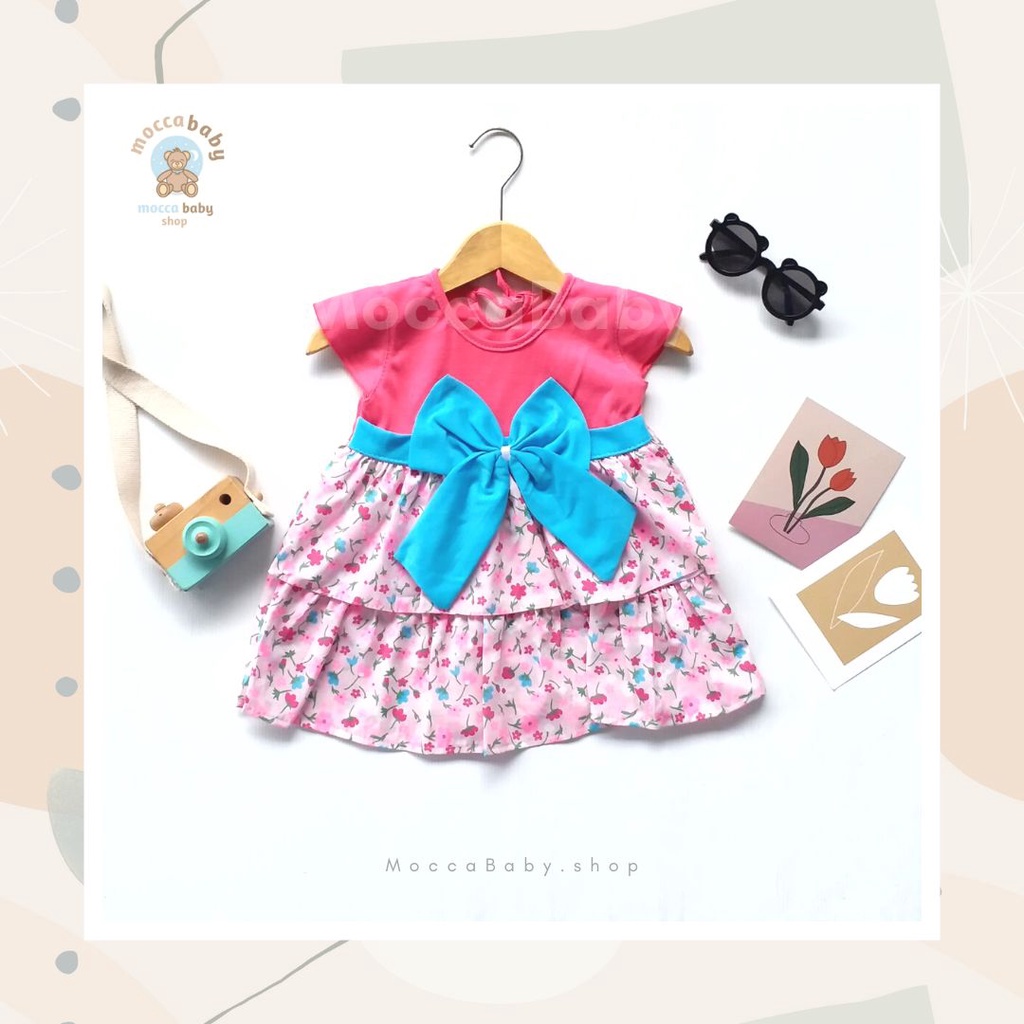 MBSS - (EXCLUSIVE ON MOCCABABY ) Dress Bayi Motif Animal Lucu Baju Bayi Perempuan / QIU2 RIBBON FLOWER