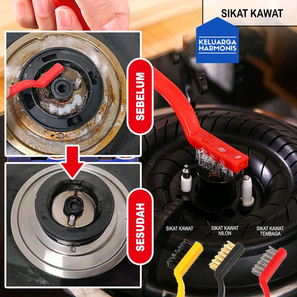 Sikat Kawat 3 in 1 Sikat Pembersih Noda 1 set Isi 3Pcs Wire Brusher