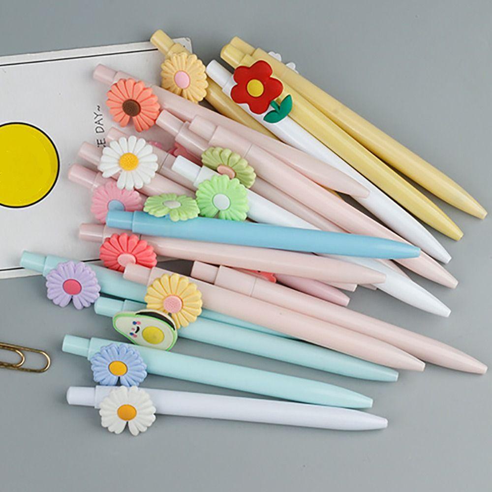 R-flower 6PCS/Set Gel Pens Mutil-styles Alat Tulis Press Type Signature Pen