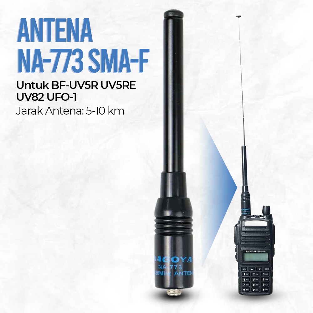 Taffware Antena NA-773 SMA-F for Pofung Taffware Baofeng BF-UV5R BF-UV5RE BF-UV82 BFTH0XBK - Black