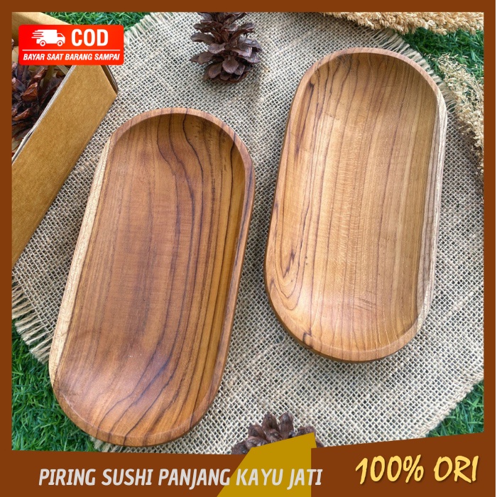 piring sushi persegi kayu jati oval hadiah pernikahan piring panjang piring sushi kayu mahoni piring