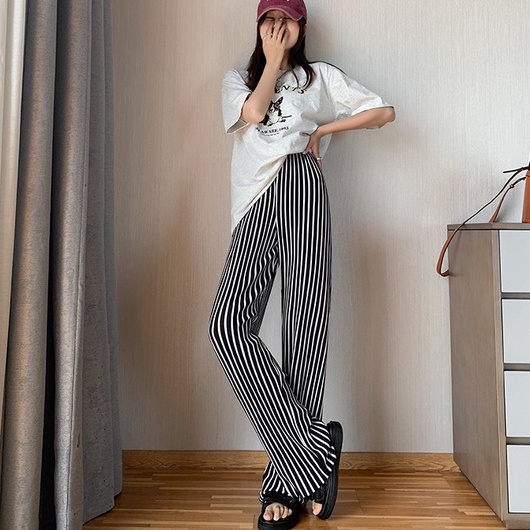 【Blossom】Korean Summer Striped  Long Pants 7319