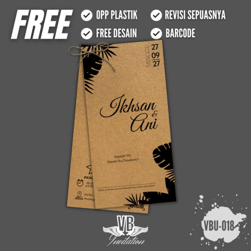 Wedding Invitation Rustic Series Design Simple Mewah Aesthetic Plus Tali Rami Uk 10x20 Kode VBU 018