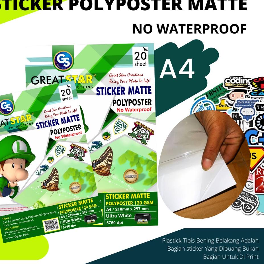 

Terbaik ! STICKER POLYPOSTER/PO PLASTIK MATE A4/20 LEMBAR