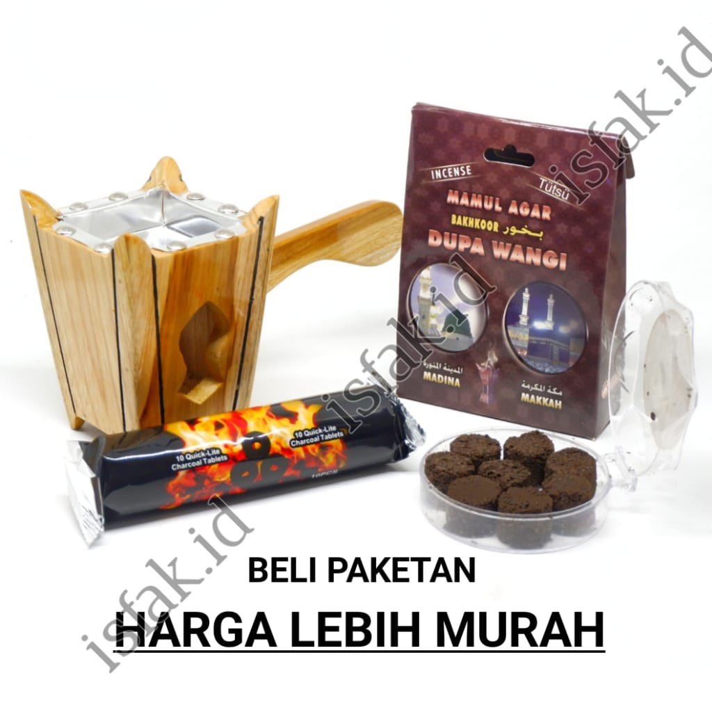 PAKET MURAH BUKHUR 1 Set Mabkhara Kayu Buhur Mamul Agar Arang Magic Prapen Cantik Wadah Bakhour Tungku Aroma