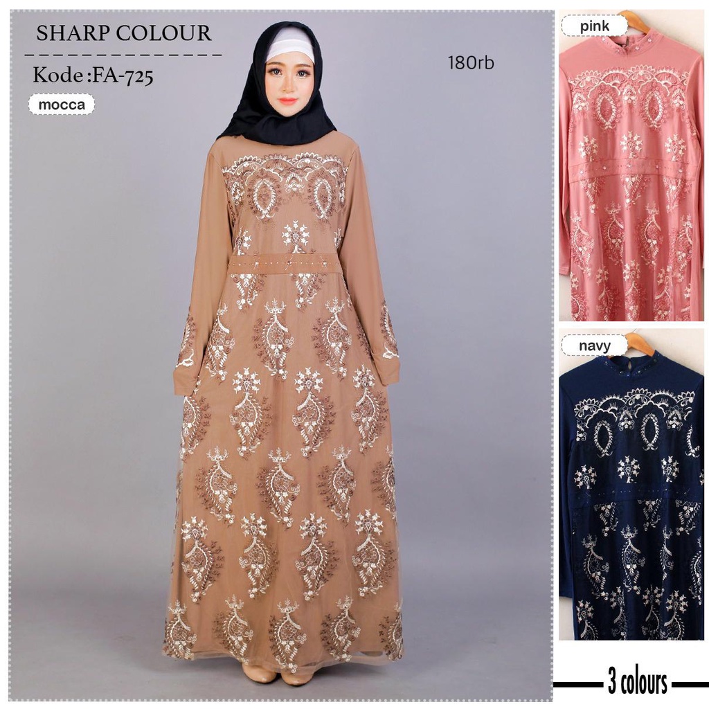 Model Baju Gamis Renda Brokat Cantik Terbaru Grosir -FA725
