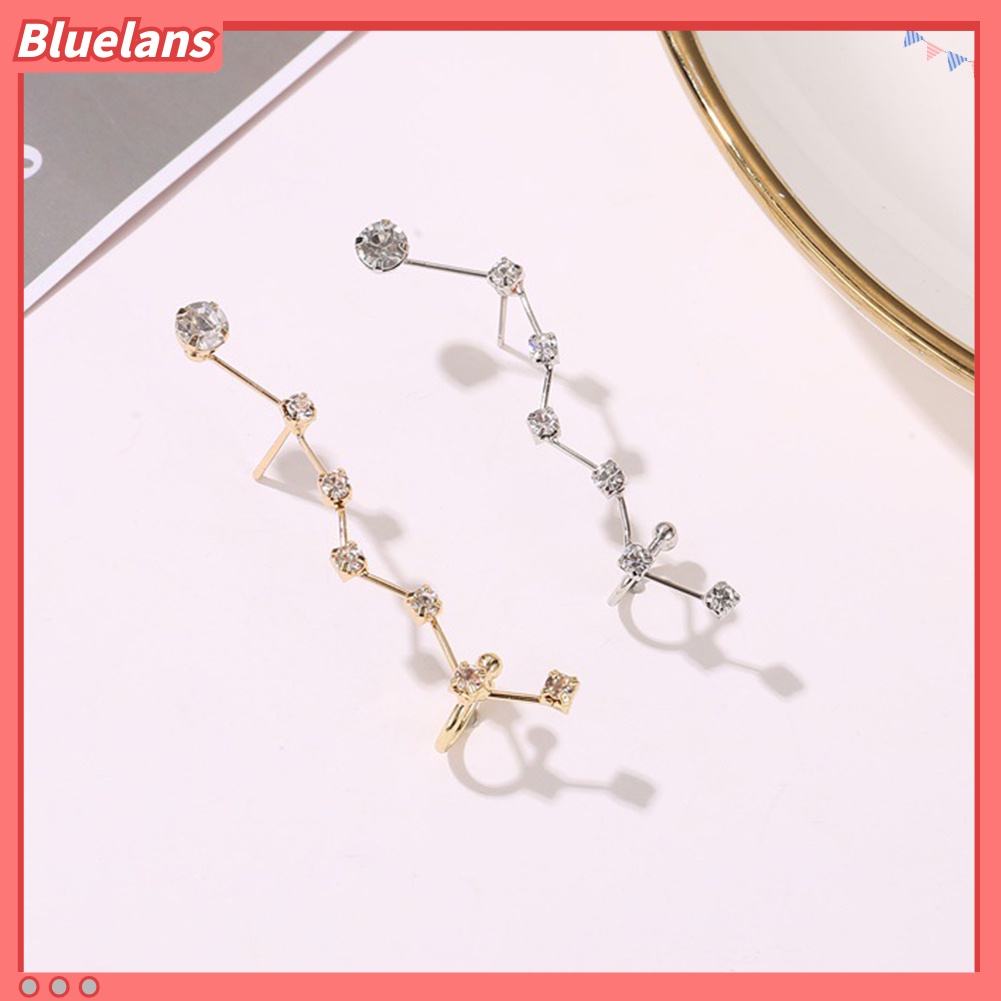 Bluelans 1Pc Women Rhinestone Inlaid Star Ear Cuff Clip On Earring Party Jewelry Gift