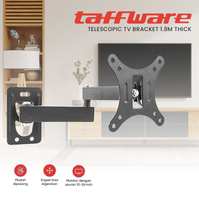 Taffware TV bracket 10-26 inc Telescopic 1,8m