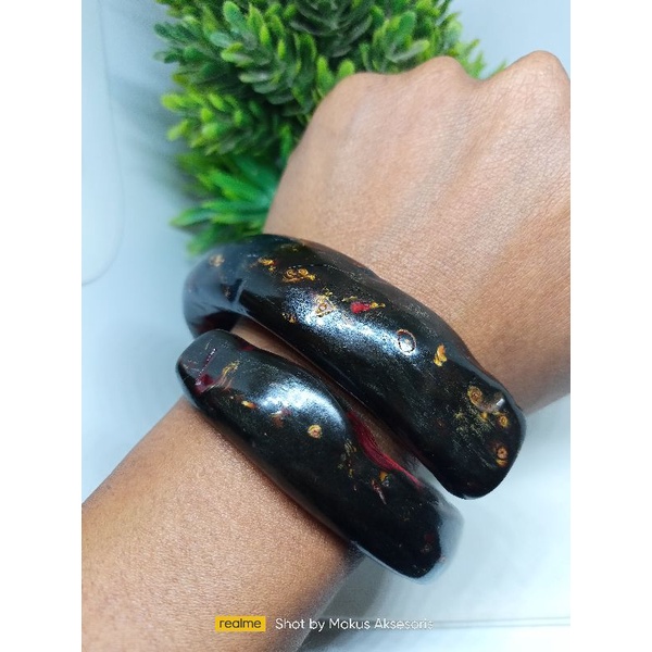 Gelang akar Bahar merah besar merah Cristal