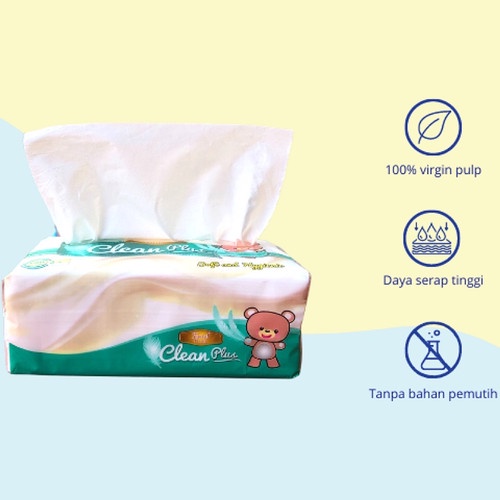 PAKET HEMAT Tissue CLEAN PLUS 180 Isi 4 pcs x 180 Sheets 2 ply