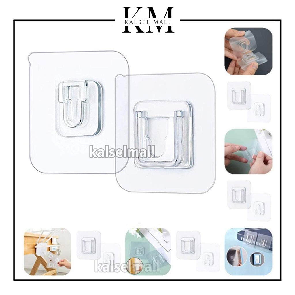 Gantungan Tempel Socket Hook Transparan 1 Set Pasang Perekat Penggantung Plus Minus Double Tape Serbaguna Barang Stop Kontak Gantung Dinding Waterproof Pigura Stopkontak Colokan Listrik ART43