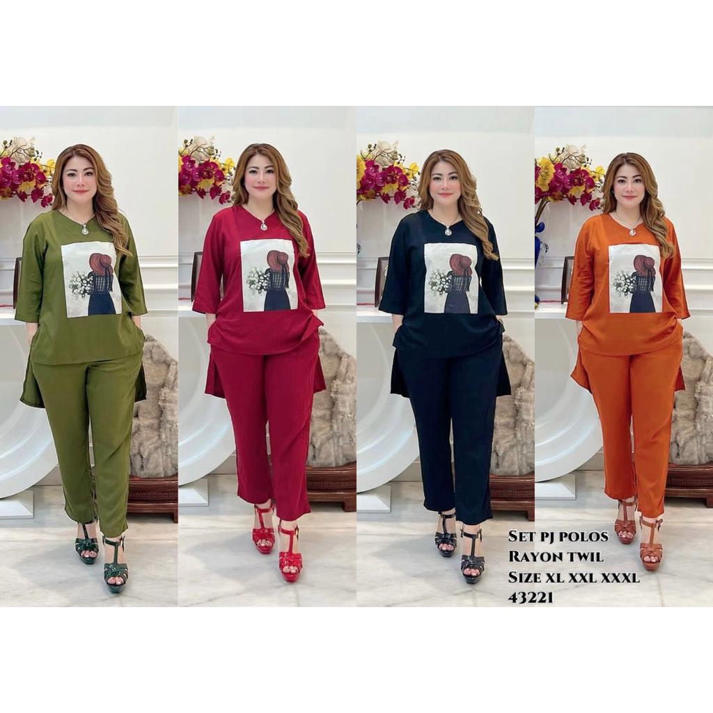 Stelan Big Size 43221 47660 2188 - Stelan Jumbo - Stelan Super Jumbo - Stelan Wanita-Set Rayon Twill
