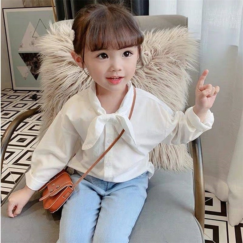 (1-5 Tahun) Blouse La Luna - Korean Style Blus Putih Anak Perempuan kualitas Impor Kemeja Atasan Branded Baju Balita Lengan Panjang Babycinnamon