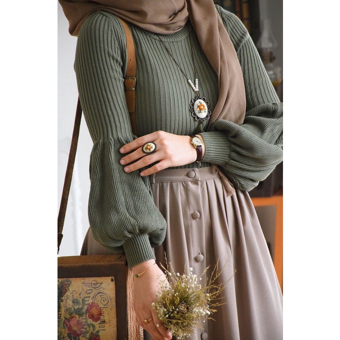 atasan rajut wanita lengan balon/sweater rajut wanita/baju rajut/inner rajut/ootd rajut
