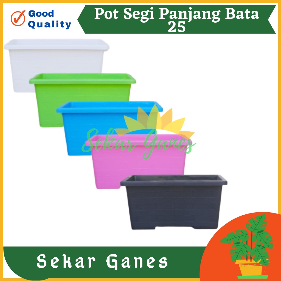 Pot Segi Panjang Bata 25 Cm Pastel Pink Hijau Biru Pot Bunga Panjang Roemah Pot Kotak Bagus