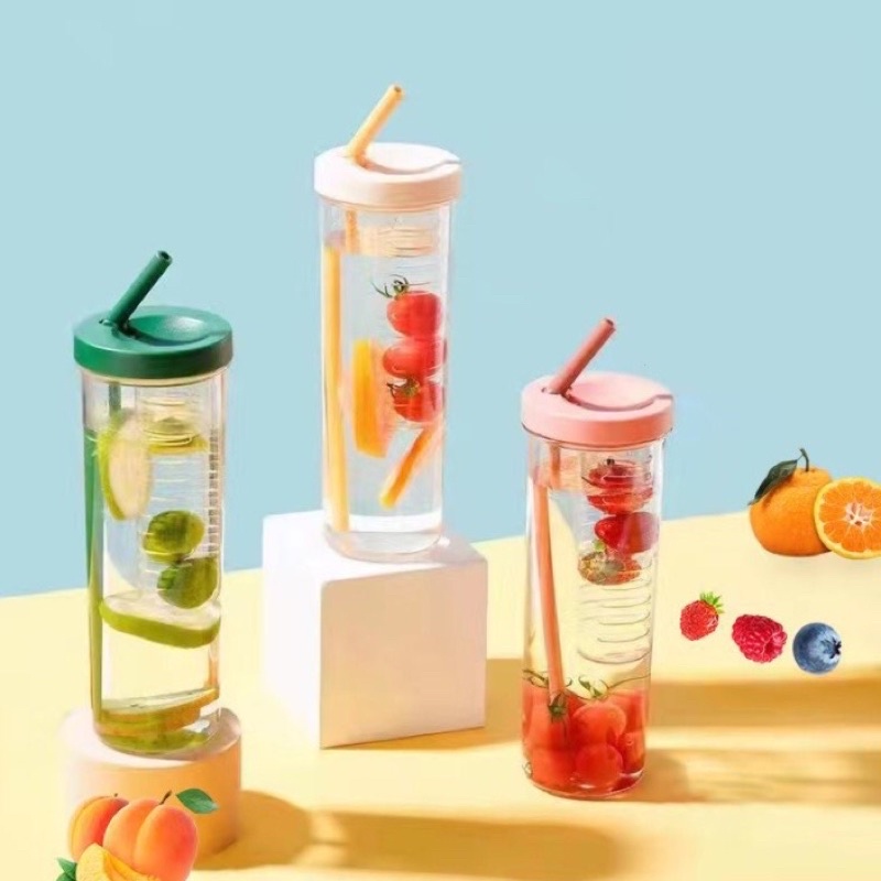 Botol Minum Infuse Water Straw Bottle 700ml / Botol Infuse Sedotan