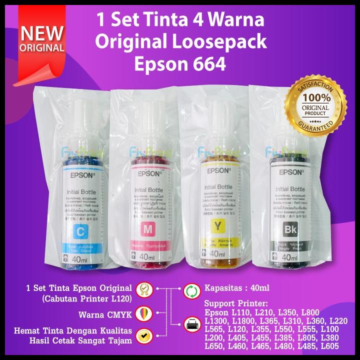 1 Set Tinta Printer Epson Original Ori 664 L220 L210 L350 L360 L1300